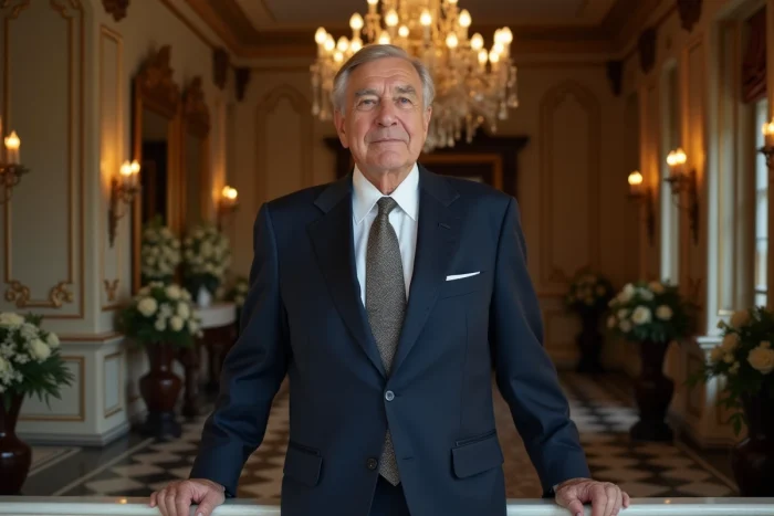 Homme d age en costume dans le lobby du Ritz Paris